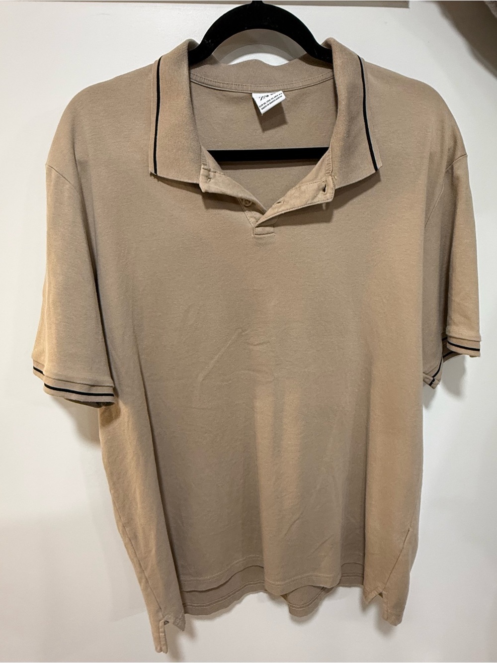 Zara Beige Polo with Black Contrast Trim